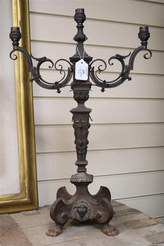 A Victorian gilt brass candelabrum, possibly to a design by Edward Middleton Barry, late 19th century, H. 23in.